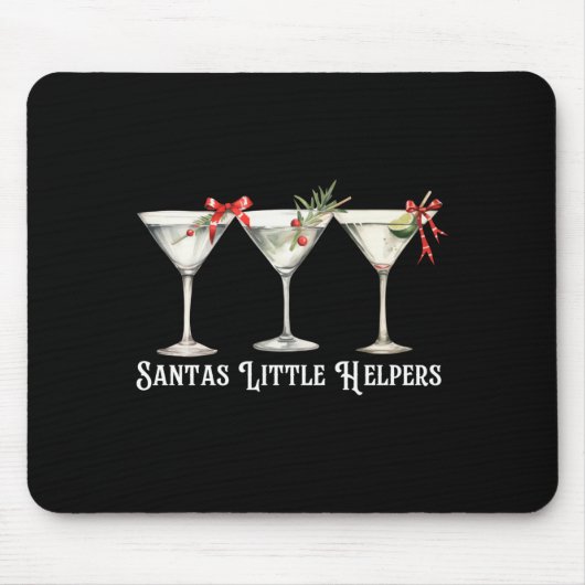 Tapis De Souris Retro Funny Santa's Little Helper Martini Merry Ch (Devant)