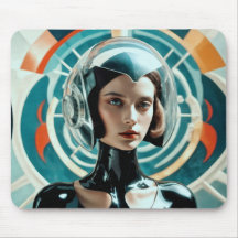 Rétro futuriste femme 1950 style science-fiction