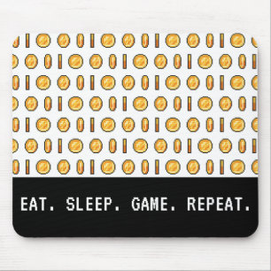 Tapis De Souris Retro Gaming Coins Pixel Pattern