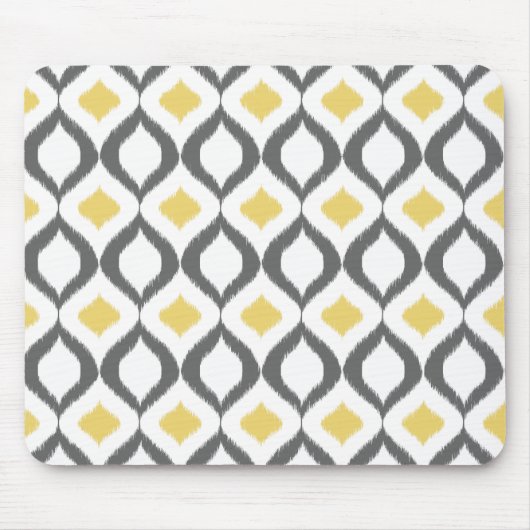 Tapis De Souris Retro Geometric Ikat Yellow Gray Pattern (Devant)