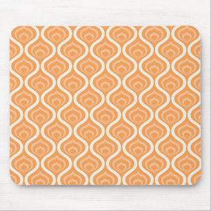 Tapis De Souris Rétro géométrique orange et blanc