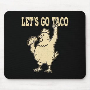 Tapis De Souris Retro Go Taco Chicken Holding Taco Vintage