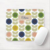 Tapis De Souris Retro Groovy Summer Flowers Stems (Avec souris)