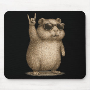 Tapis De Souris Retro Guinée Pig Rock Sur Musique Drôle Cadeaux Ho