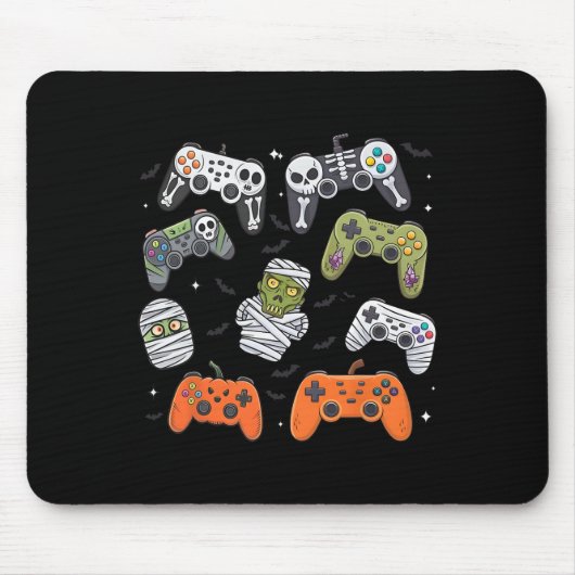 Tapis De Souris Retro Halloween Gaming Controller Skeleton Game Ha (Devant)