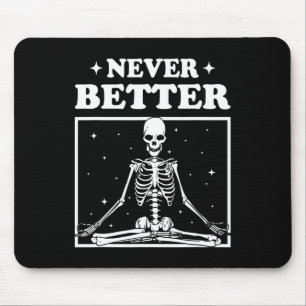 Tapis De Souris Retro Halloween jamais meilleur squelette yoga Spo