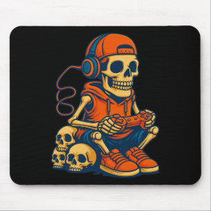 Tapis De Souris Retro Halloween squelette joueur vidéo jeu garçons