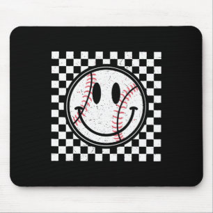 Tapis De Souris Retro Happy Face Jeu Jour de Baseball Motif Smile