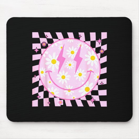 Tapis De Souris Retro Happy Smile Face Checkered Pattern Nk Daisy (Devant)