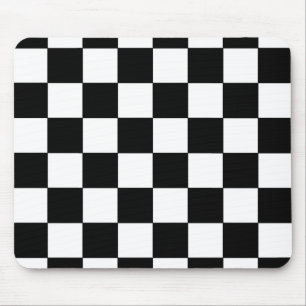 Tapis De Souris Rétro hippie de damier noir et blanc