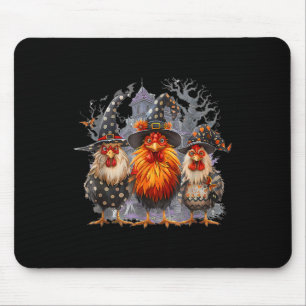 Tapis De Souris Retro House Chickens Witch Halloween Éffrayant Aut