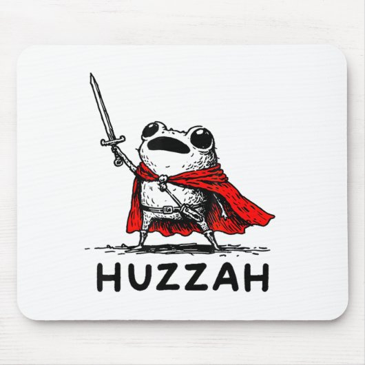 Tapis De Souris Retro Huzzah Frog Knight Funny Sword Meme Quote  (Devant)