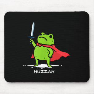 Tapis De Souris Rétro Huzzah Grenouille Chevalier Épée Drôle Citat