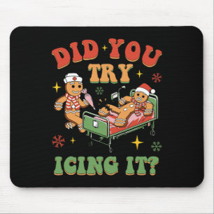 Tapis De Souris Retro ICU Nurse Noël Gingerbread Avez-vous essayé