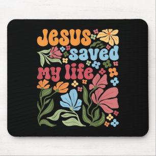 Tapis De Souris Retro Jésus Christ a sauvé ma vie Boho Floral Chri