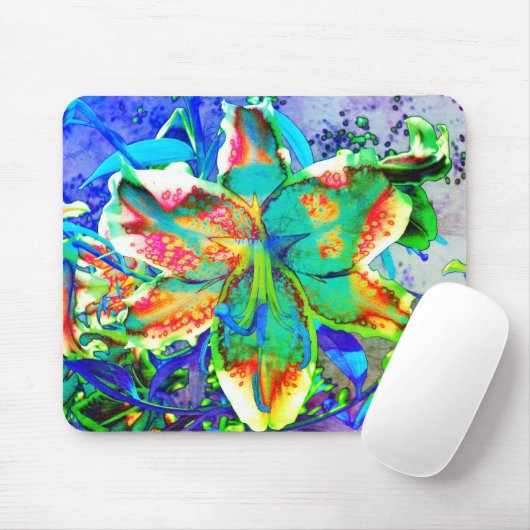 Tapis De Souris Retro kiwi lime, abstract tropical lily (Avec souris)