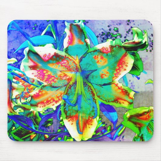 Tapis De Souris Retro kiwi lime, abstract tropical lily (Devant)
