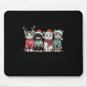 Tapis De Souris Retro Meowy Christmas Cute Cats With Santa Claus H (Devant)