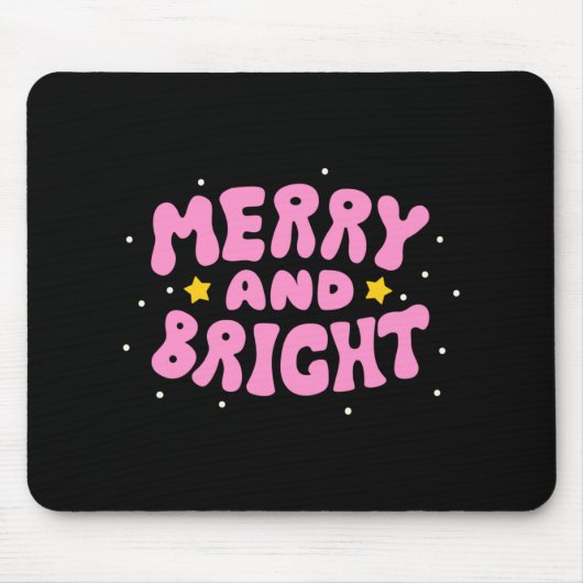 Tapis De Souris Retro Merry And Bright Holiday Design (Devant)