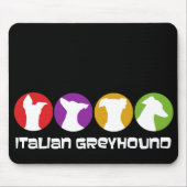 Tapis De Souris Rétro Moderne Italien Greyhounds Dark Mouse Pad (Devant)