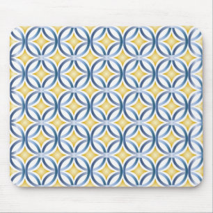 Tapis De Souris Rétro motif bleu et jaune