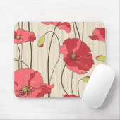 Tapis De Souris Rétro motif de pavots (Avec souris)