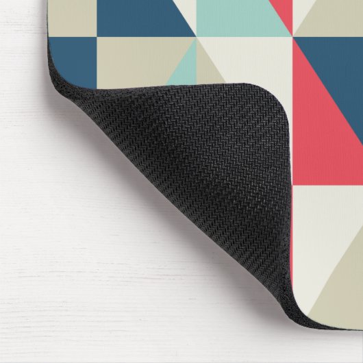Tapis De Souris Rétro motif rouge et bleu géométrique de triangles (Coin)