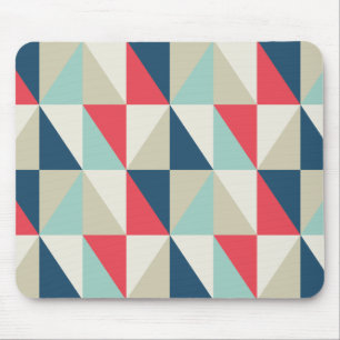 Tapis De Souris Rétro motif rouge et bleu géométrique de triangles