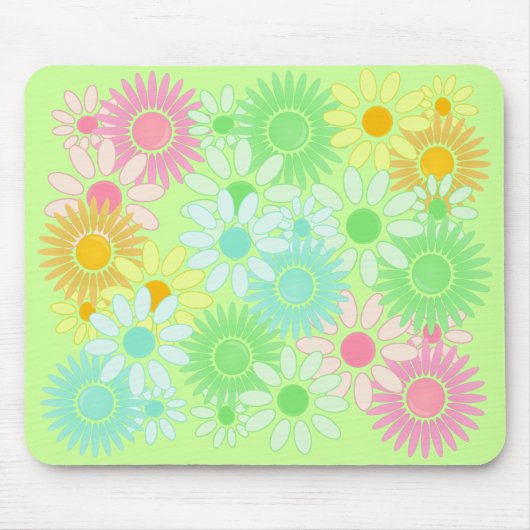 Tapis De Souris Rétro mousepad flower power de style de marguerite (Devant)