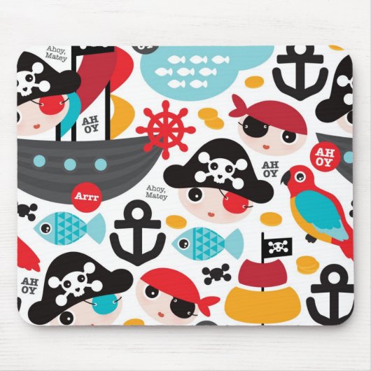 Tapis De Souris Rétro navigation d'illustration de pirates (Devant)