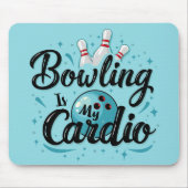Tapis De Souris Retro Neon "Bowling Is My Cardio" Funny Bowling (Devant)