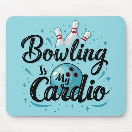 Tapis De Souris Retro Neon "Bowling Is My Cardio" Funny Bowling (Devant)