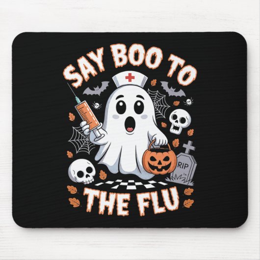 Tapis De Souris Retro Nurse Ghost Halloween Vaccine Dit Boo À (Devant)