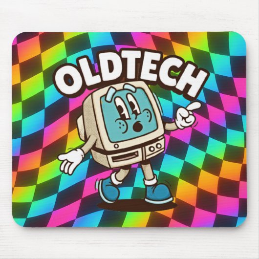 Tapis de souris rétro OldTech psychédélique (Devant)
