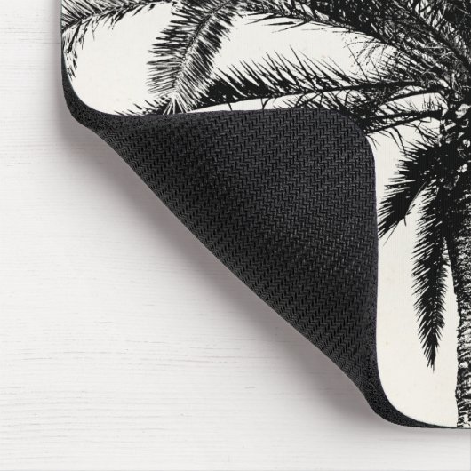 Tapis De Souris Rétro palmier tropical d'île en noir et blanc (Coin)
