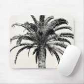 Tapis De Souris Rétro palmier tropical d'île en noir et blanc (Avec souris)