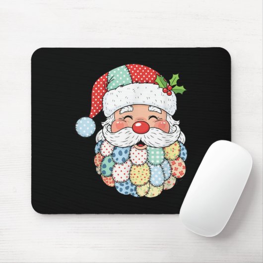 Tapis De Souris Retro Patchwork Santa Claus Christmas Preppy Xmas (Avec souris)