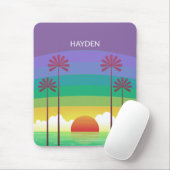 Tapis De Souris Retro Purple Sunset Palm Trees Art Personalised (Avec souris)
