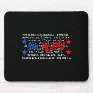 Tapis De Souris Rétro quatrième typographie de juillet mot rétro