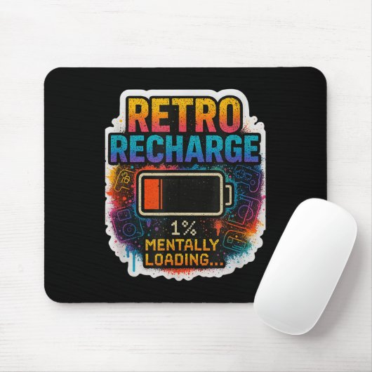 Tapis De Souris “retro Recharge – Mentally Loading…” (Avec souris)