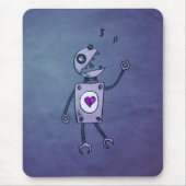 Tapis De Souris Rétro robot de chant heureux grunge (Devant)