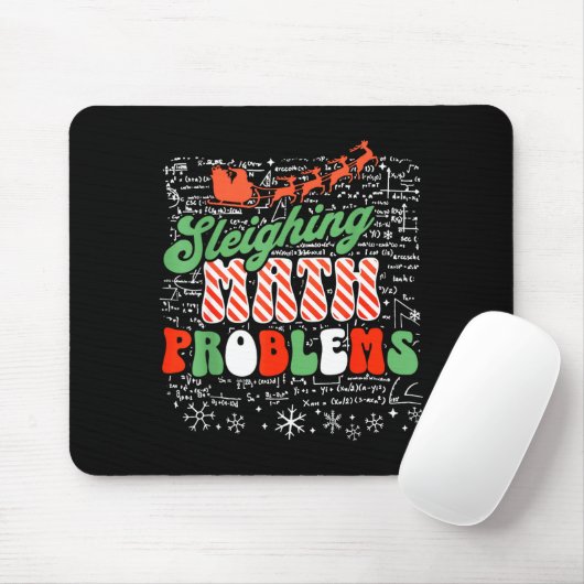 Tapis De Souris Retro Sleighing Math Problems Santa Math Teacher C (Avec souris)