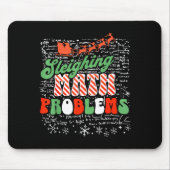 Tapis De Souris Retro Sleighing Math Problems Santa Math Teacher C (Devant)
