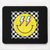 Tapis De Souris Retro Smile Face Checkered Pattern Preppy Happy Fa (Devant)