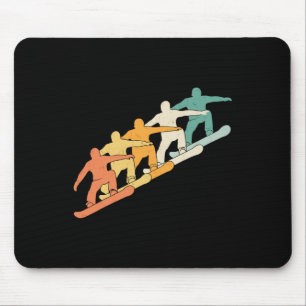 Tapis De Souris Retro Snowboard Cool Vintage Snowboarder Silhou