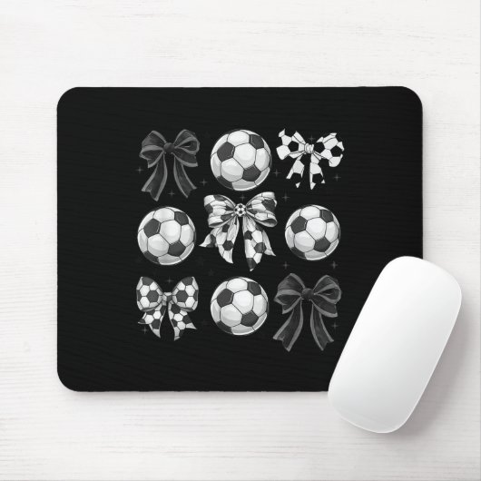 Tapis De Souris Retro Soccer Bow,game Day,coquette Soccer Mom,mama (Avec souris)