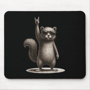 Tapis De Souris Retro Squirrel Rock Musique Drôle Cadeau Hommes Fe