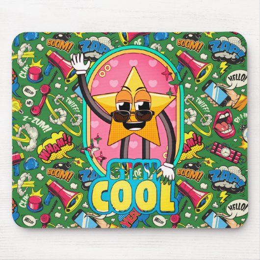 Tapis De Souris Retro Stay Cool Star Pop Art Mouse Pad (Devant)