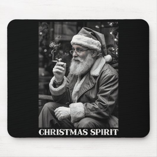 Tapis De Souris Retro Style Santa Claus Smoking Cigarette Christma (Devant)