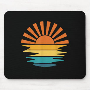 Tapis De Souris Retro Sunset Rays Wavy Vintage Retro Sunshine Sun